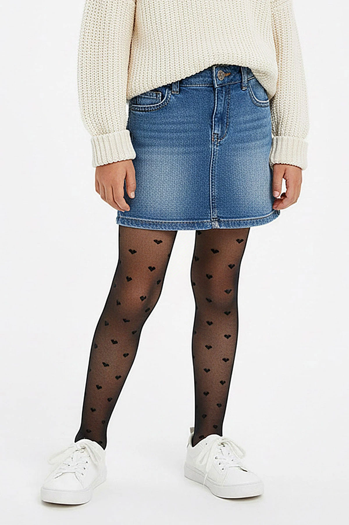 Siyah 500 Penti Pretty Mini Heart 20 Den Kız Çocuk Külotlu Çorap 421709