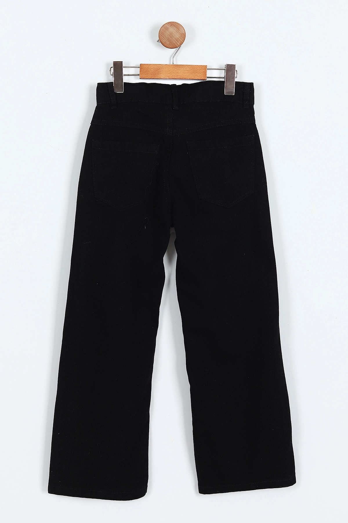 Siyah (6-10 Yaş) Taş   Baskılı Bol Paça Kız Çocuk Kot Pantolon 397868