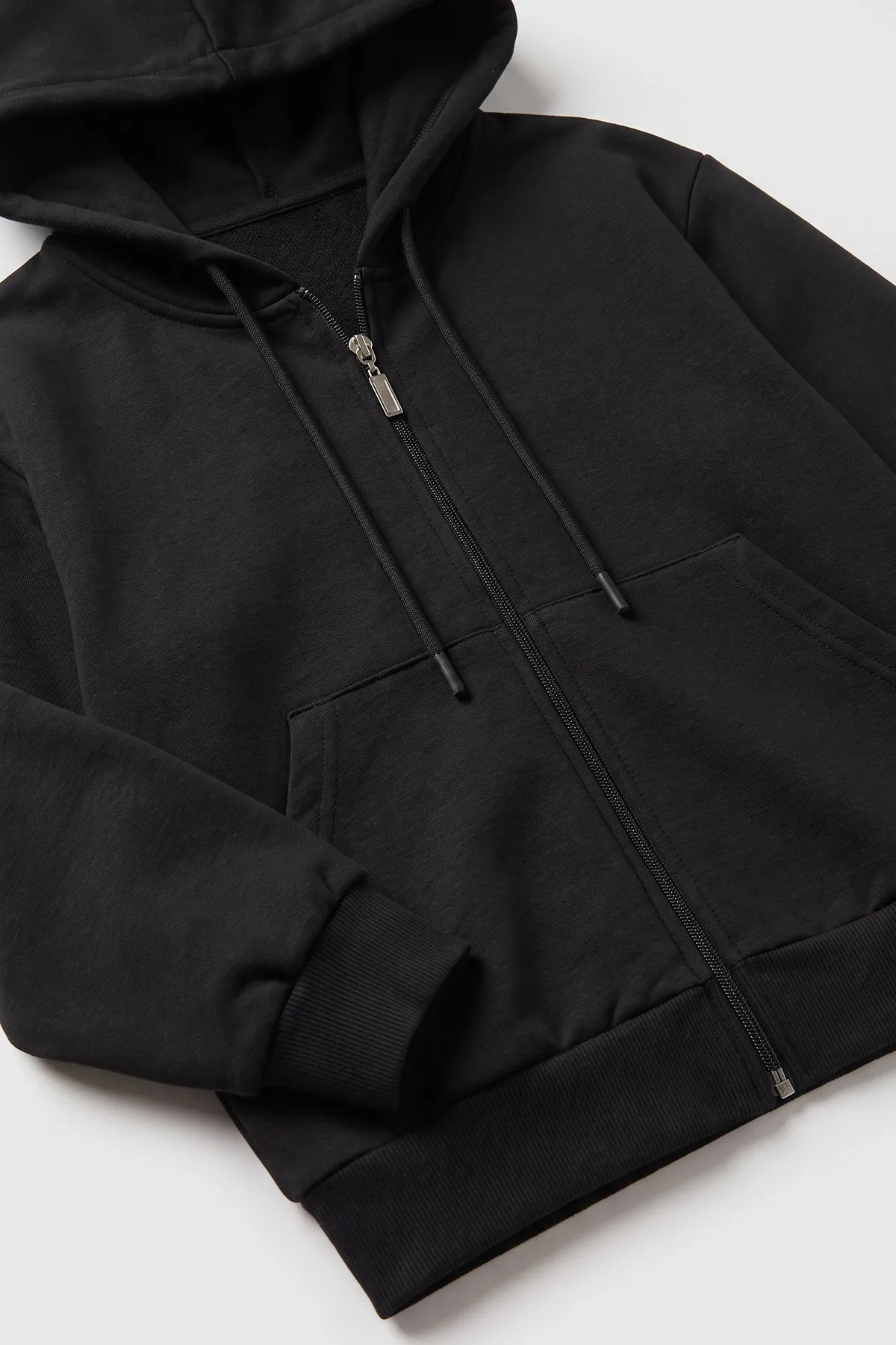 Siyah (6-14 Yaş) Kapüşonlu ve Fermuarlı 2 İp Penye Kumaş Unisex Çocuk  2'li Takım 488730