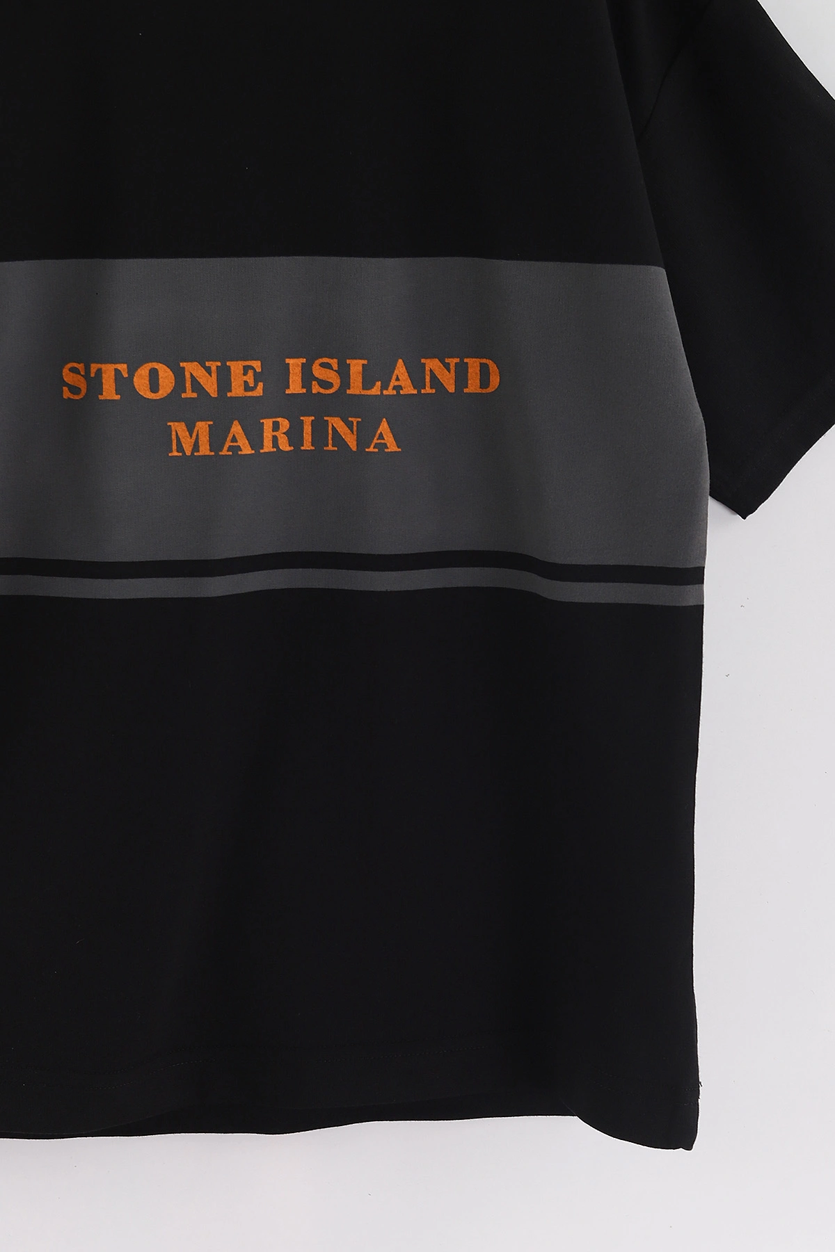 Siyah (6-14 Yaş) Stone Island Baskılı 2 İp Erkek Çocuk Tişört 469282