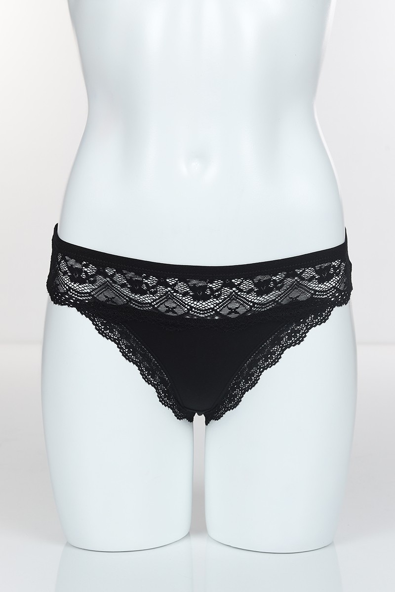 Siyah 6405 Bikini Ön Üst Bant Alt ve Arka Pamuk Külot 102380