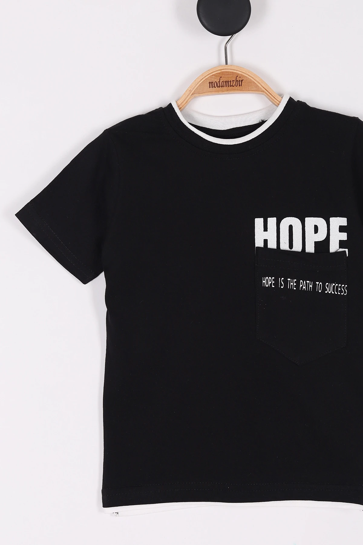 Siyah (7-10 Yaş) Hope Baskılı Şortlu Erkek Çocuk Takım 258714