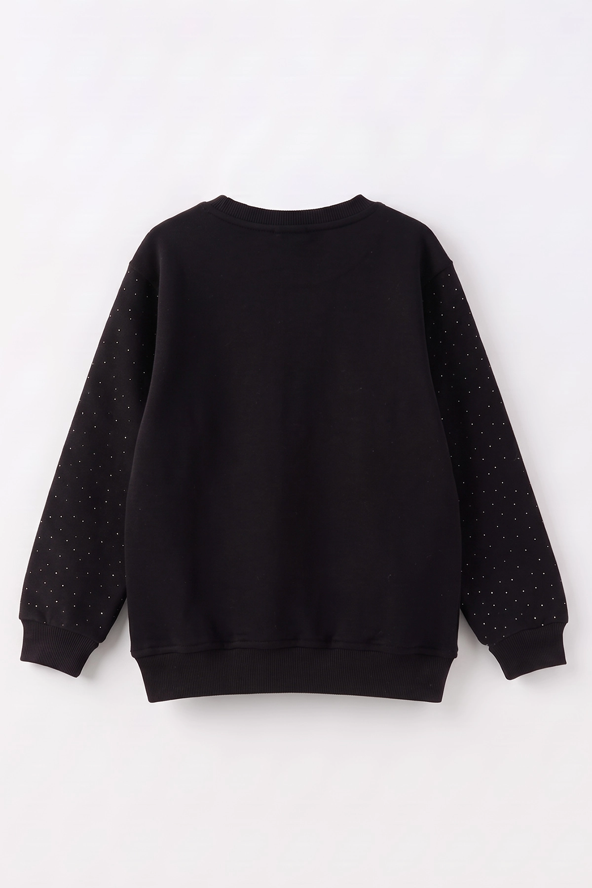 Siyah (2-11 Yaş) Love Nakışlı Taşlı İçi Şardonlu Kız Çocuk Sweatshirt 483272