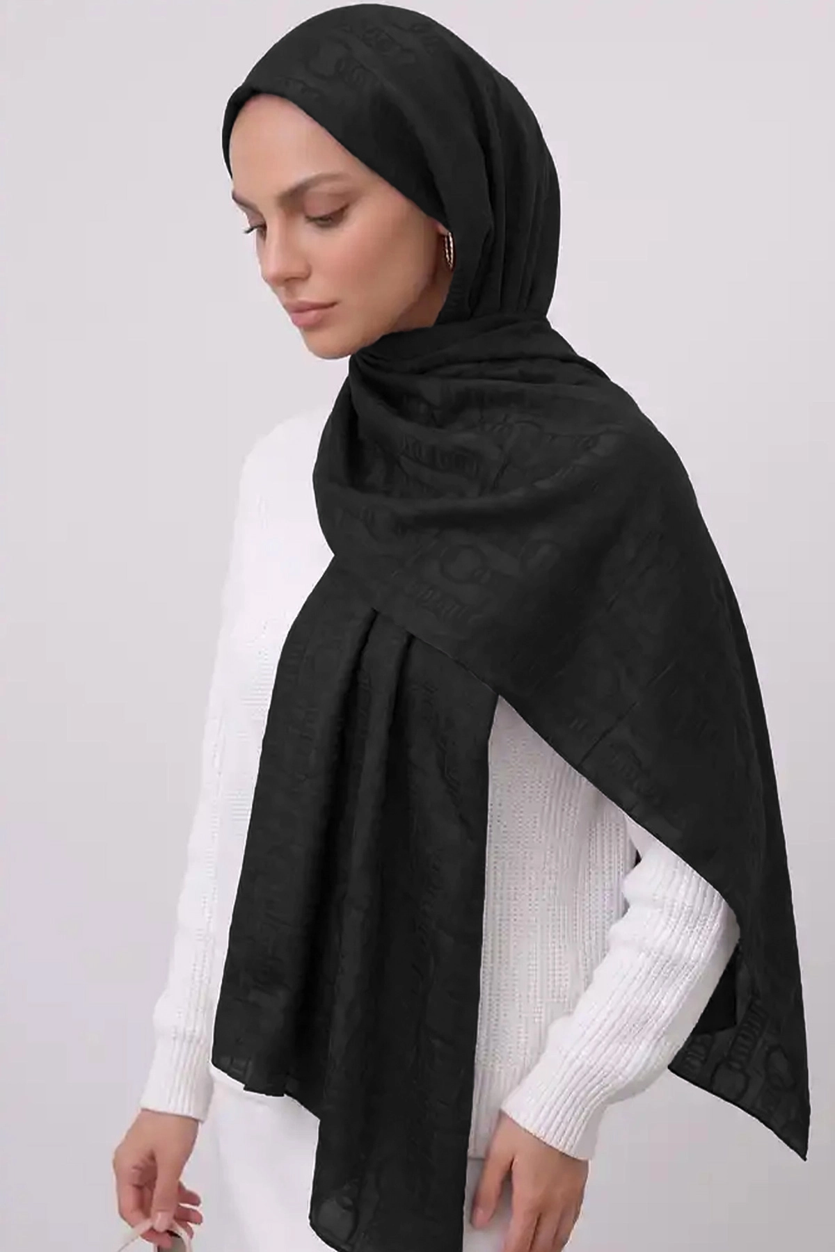Siyah 70x180 Cm Infinity Premium Pamuk Jakar Şal 481964