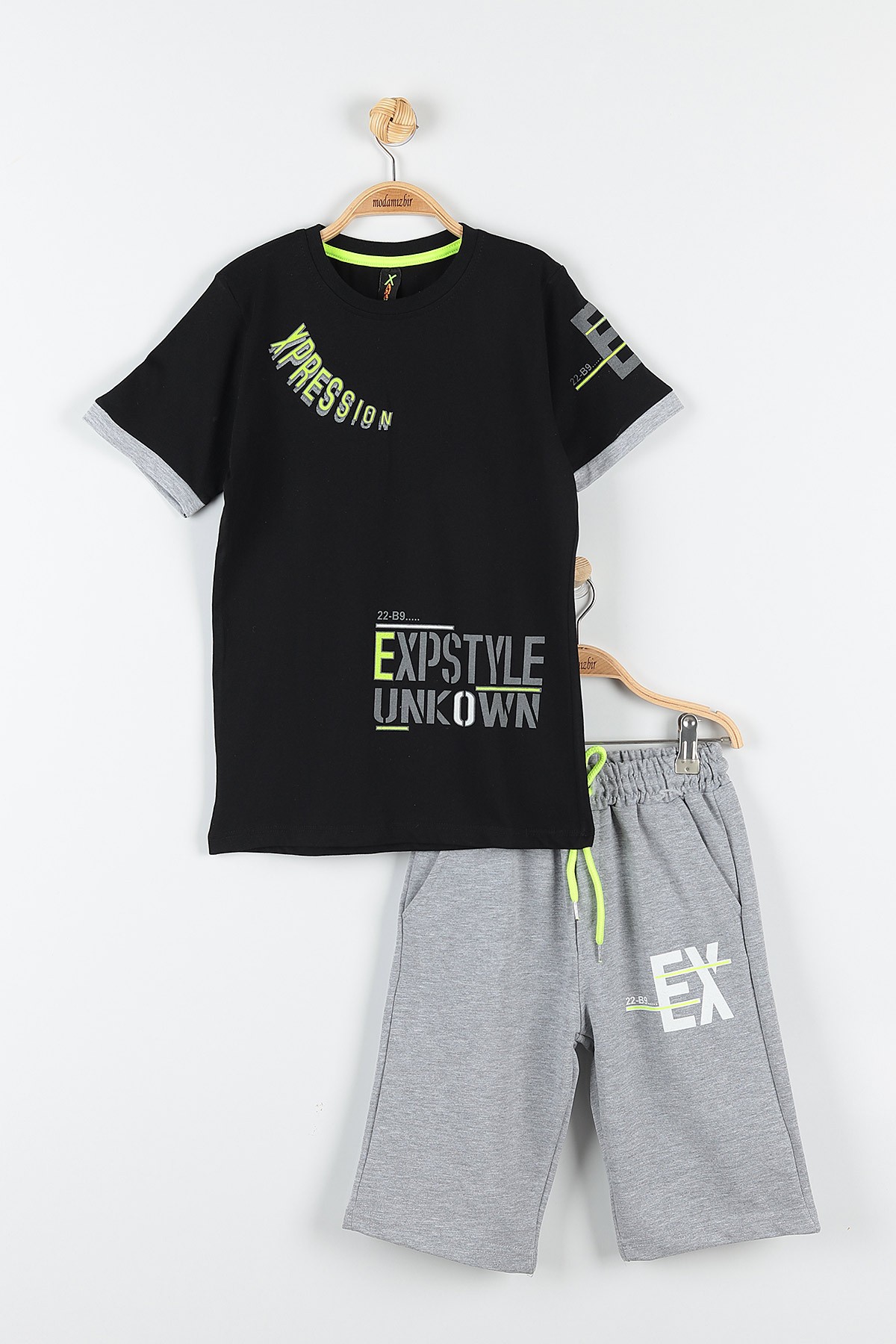 Siyah (9-12 Yaş) Expstyle Baskılı Cep Detaylı Erkek Çocuk Takım 177431