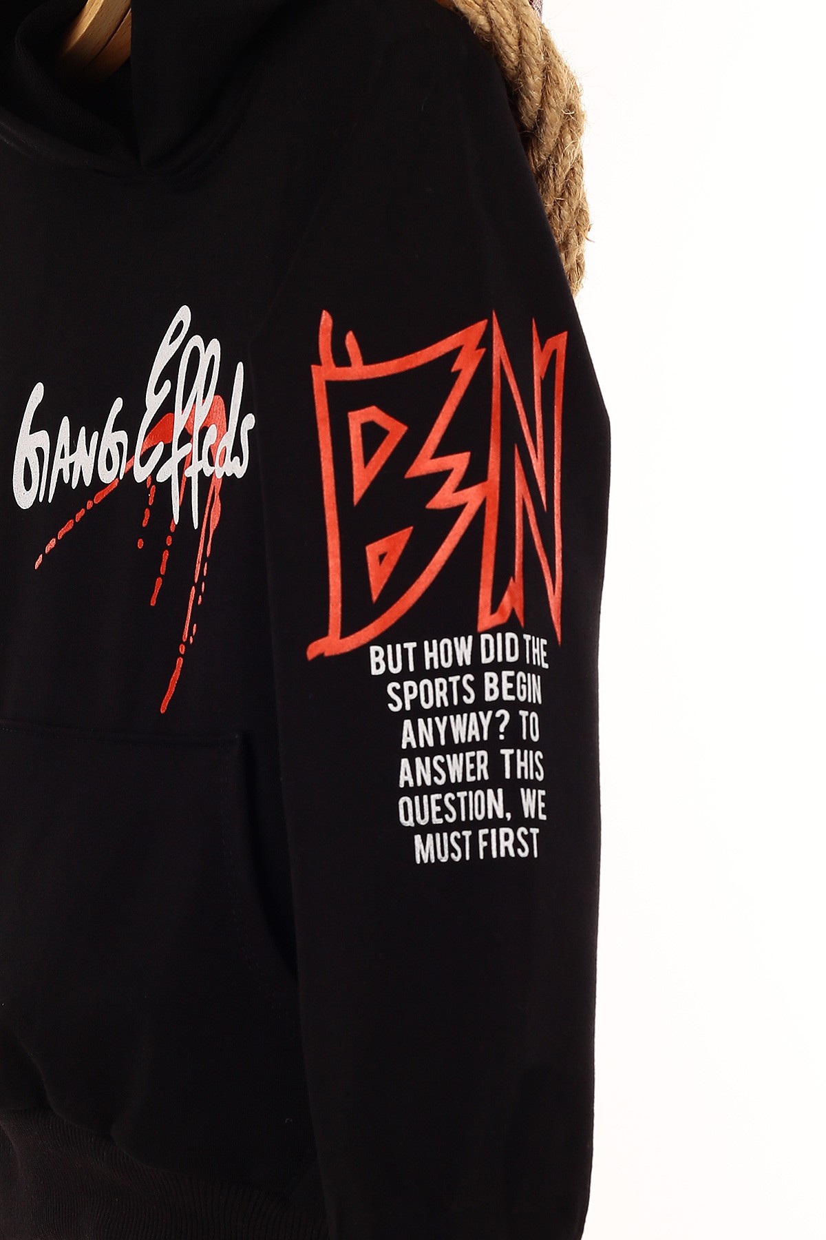 Siyah (9-12 Yaş) Gang Baskılı Kapşonlu Erkek Çocuk Sweat 148976