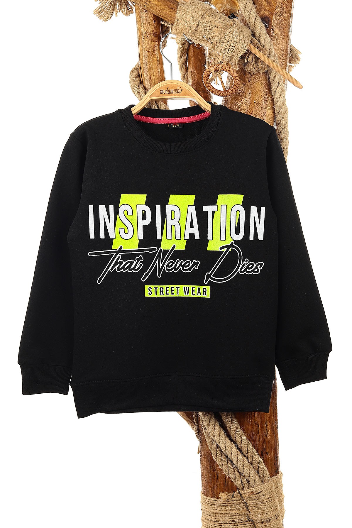 Siyah (9-12 Yaş) Inspıratıon Baskılı Kız Çocuk Sweat 150975