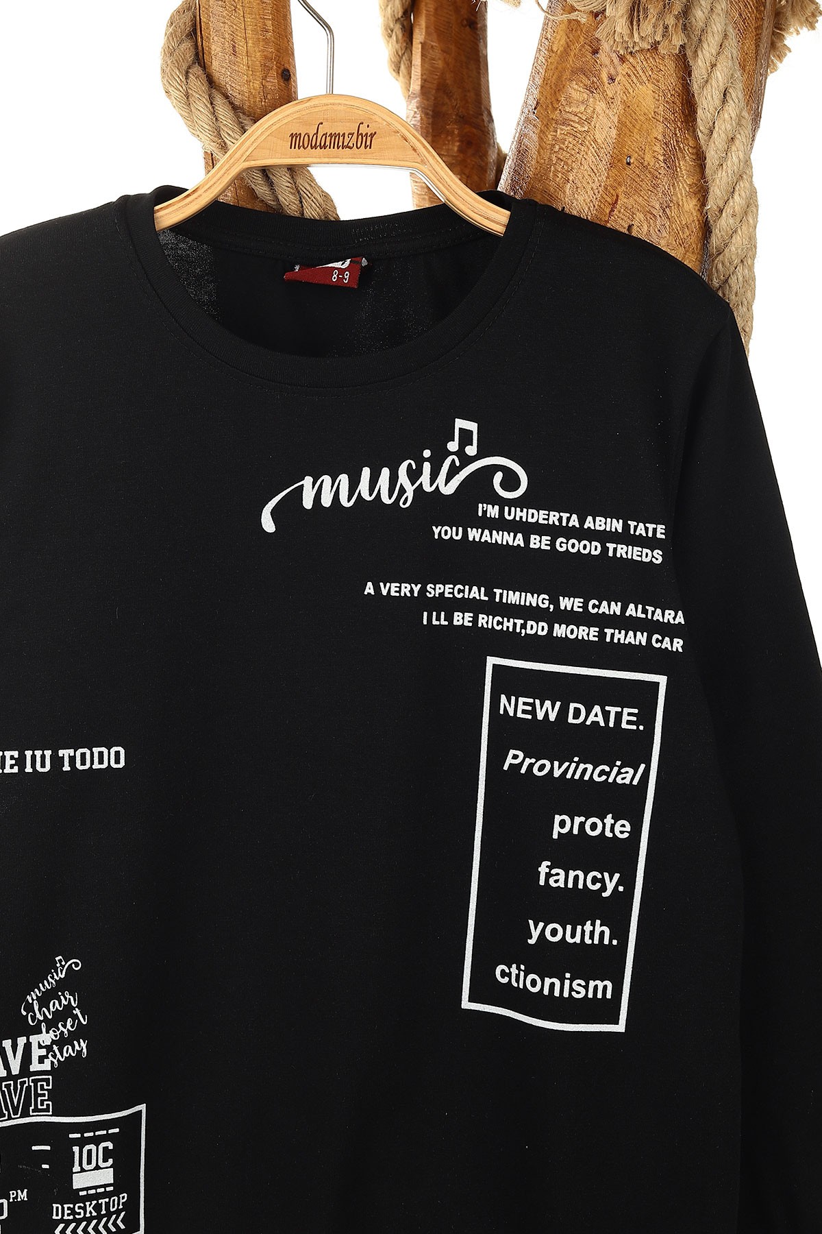 Siyah (9-12 Yaş) Music Baskılı Erkek Çocuk Sweat 157947