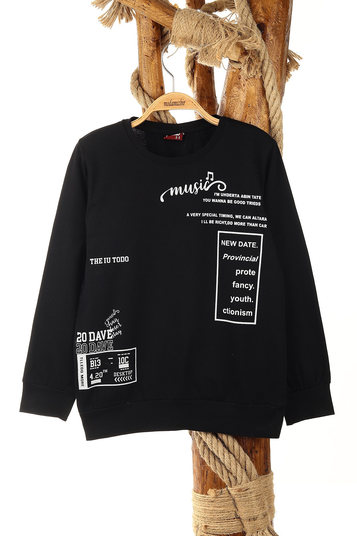 Siyah (9-12 Yaş) Music Baskılı Erkek Çocuk Sweat 157947