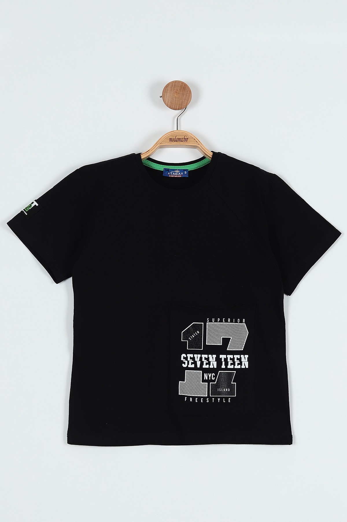 Siyah (9-12 Yaş) Seven Teen Baskılı parçalı Erkek Çocuk Tişört 185260