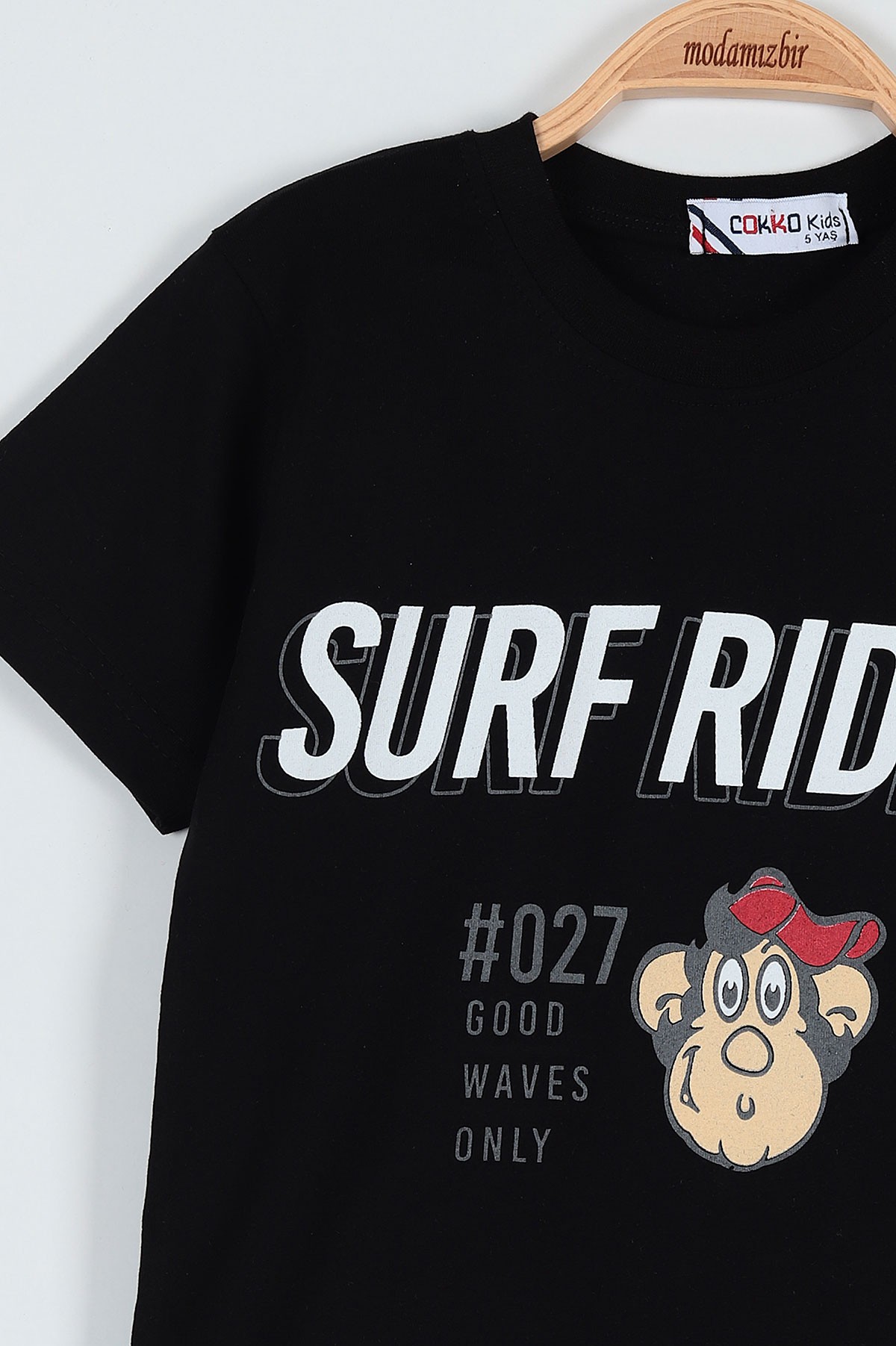 Siyah (9-12 Yaş) Surf Rıder Baskılı Şortlu Erkek Çocuk Takım 186216