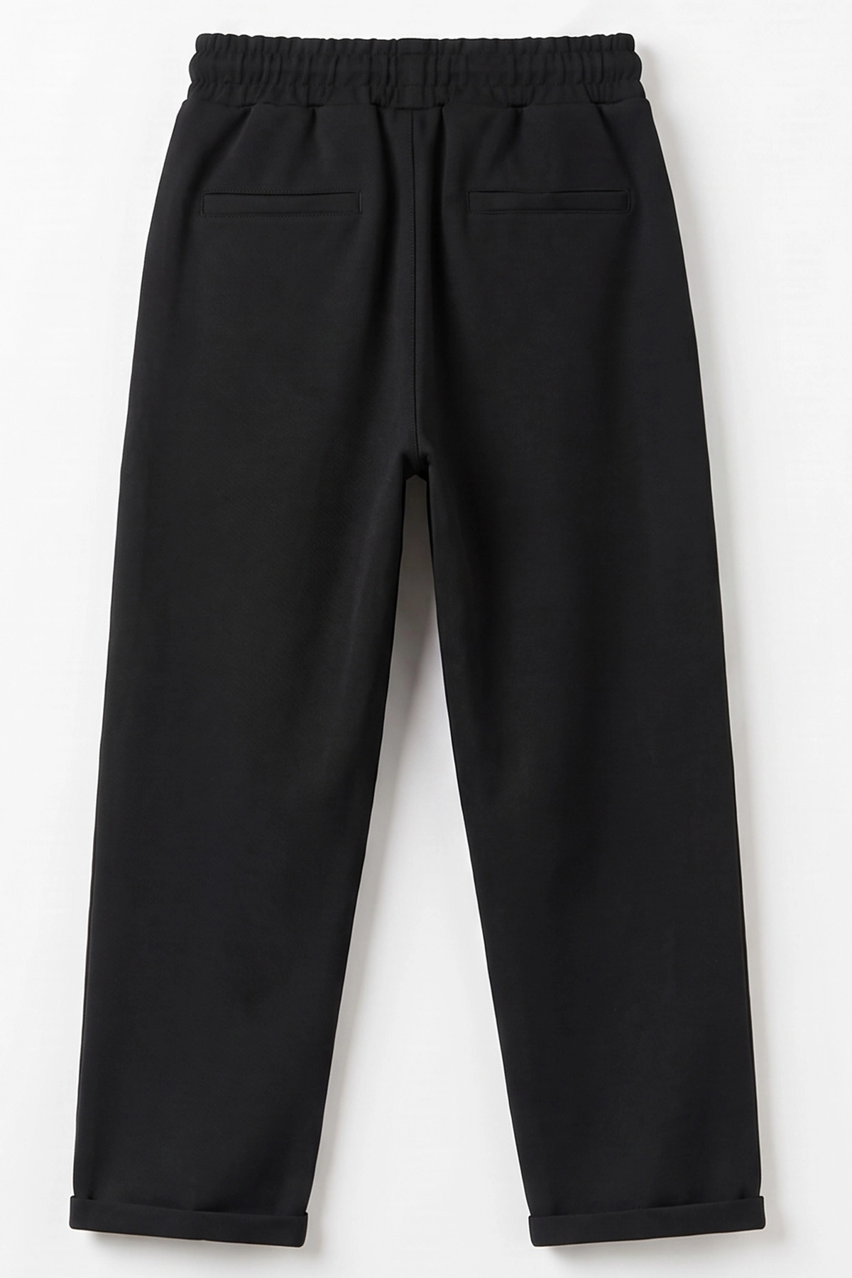 Siyah (9-16 Yaş) Duble Paça Jakarlı Erkek Jogger Pantolon 492988