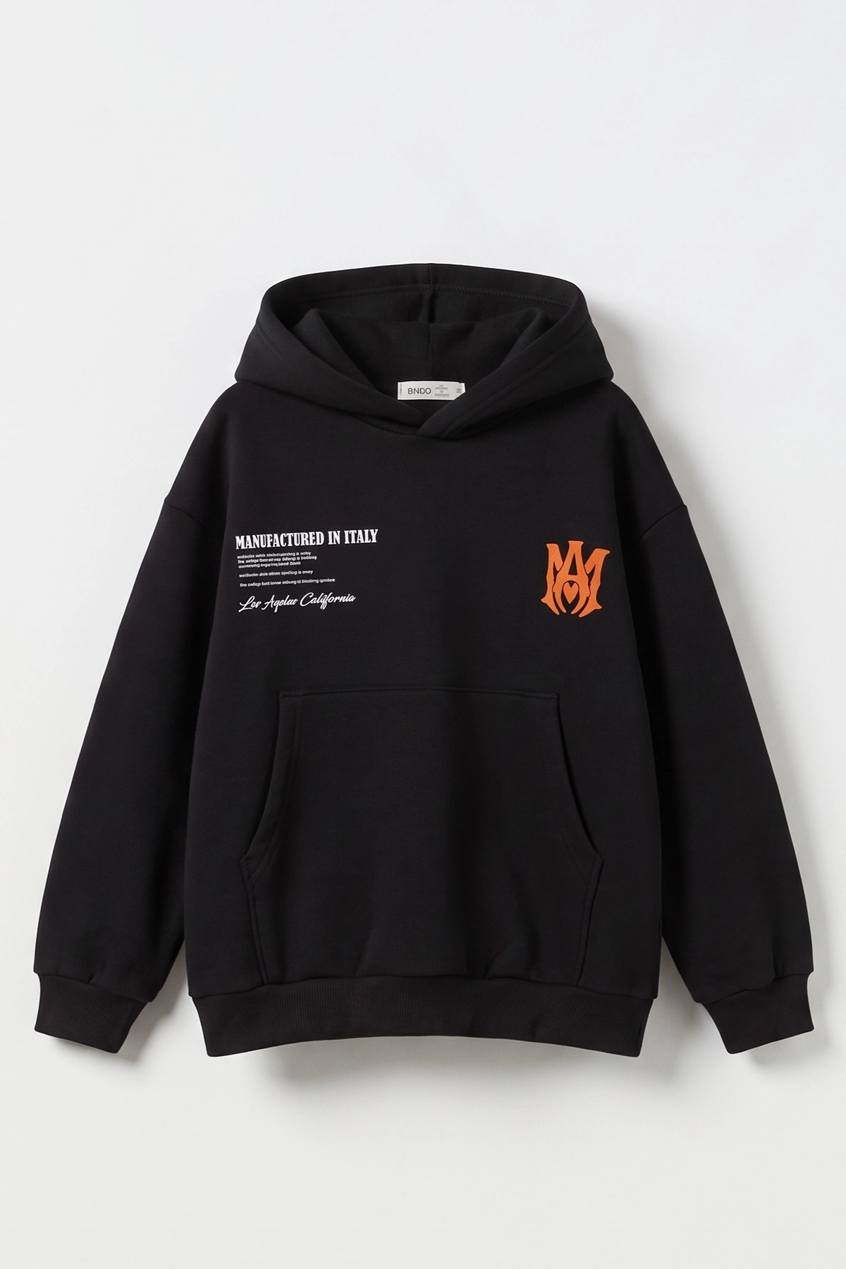 Siyah (9-16 Yaş) Kapüşonlu İçi Şardonlu Erkek Çocuk Sweatshirt 495813