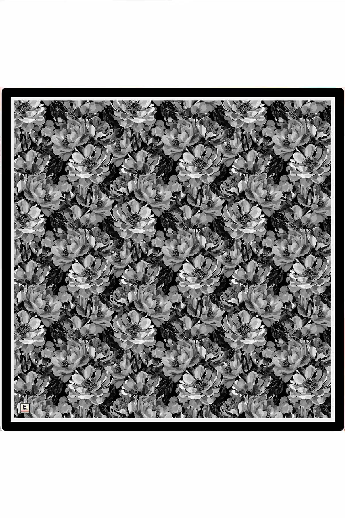 Siyah 95x95 Cm Dijital Baskılı Botanik Desen Soft Eşarp 473301