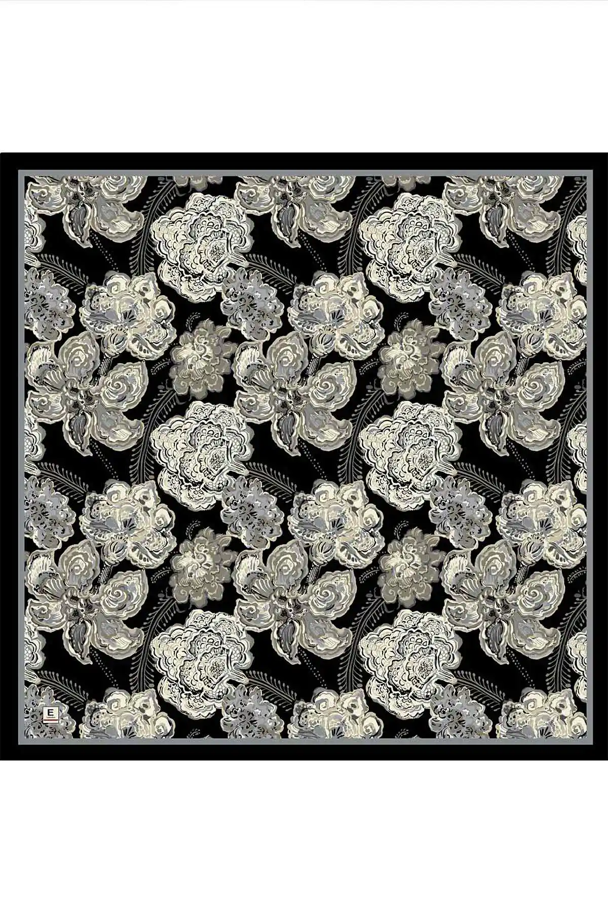 Siyah 95x95 Cm Dijital Baskılı Mercan Desen Soft Eşarp 473263