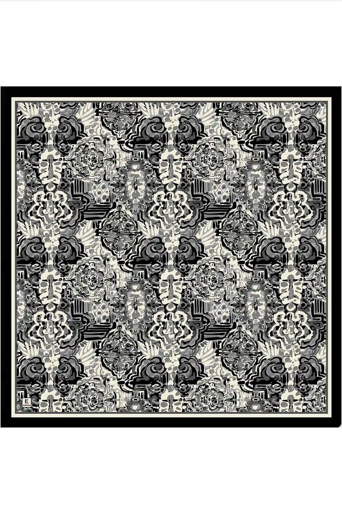 Siyah 95x95 Cm Dijital Baskılı Valencia Desen Soft Eşarp 473337