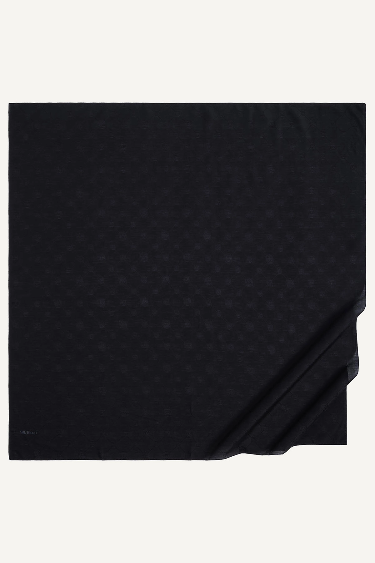 Siyah 98x98 Cm Jakarlı Desenli Monogram Eşarp 432676