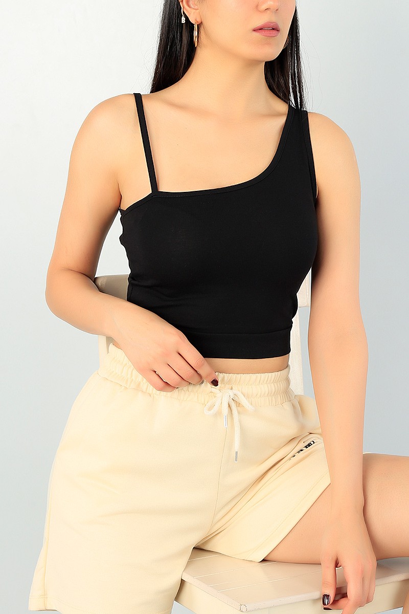 Siyah Askılı Bayan Crop Atlet 68618