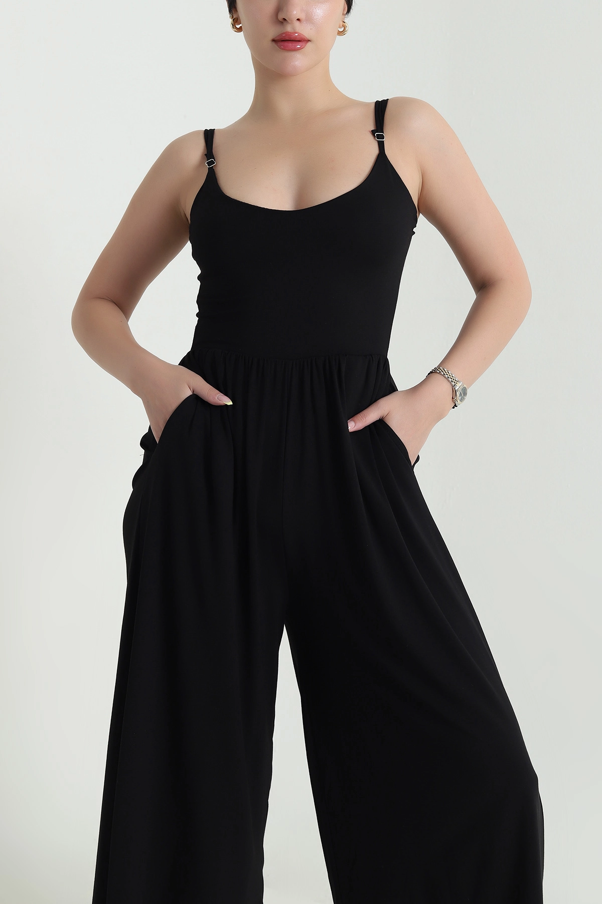 Siyah Ayarlanabilir Askılı Oysho Kadın Tulum 469653