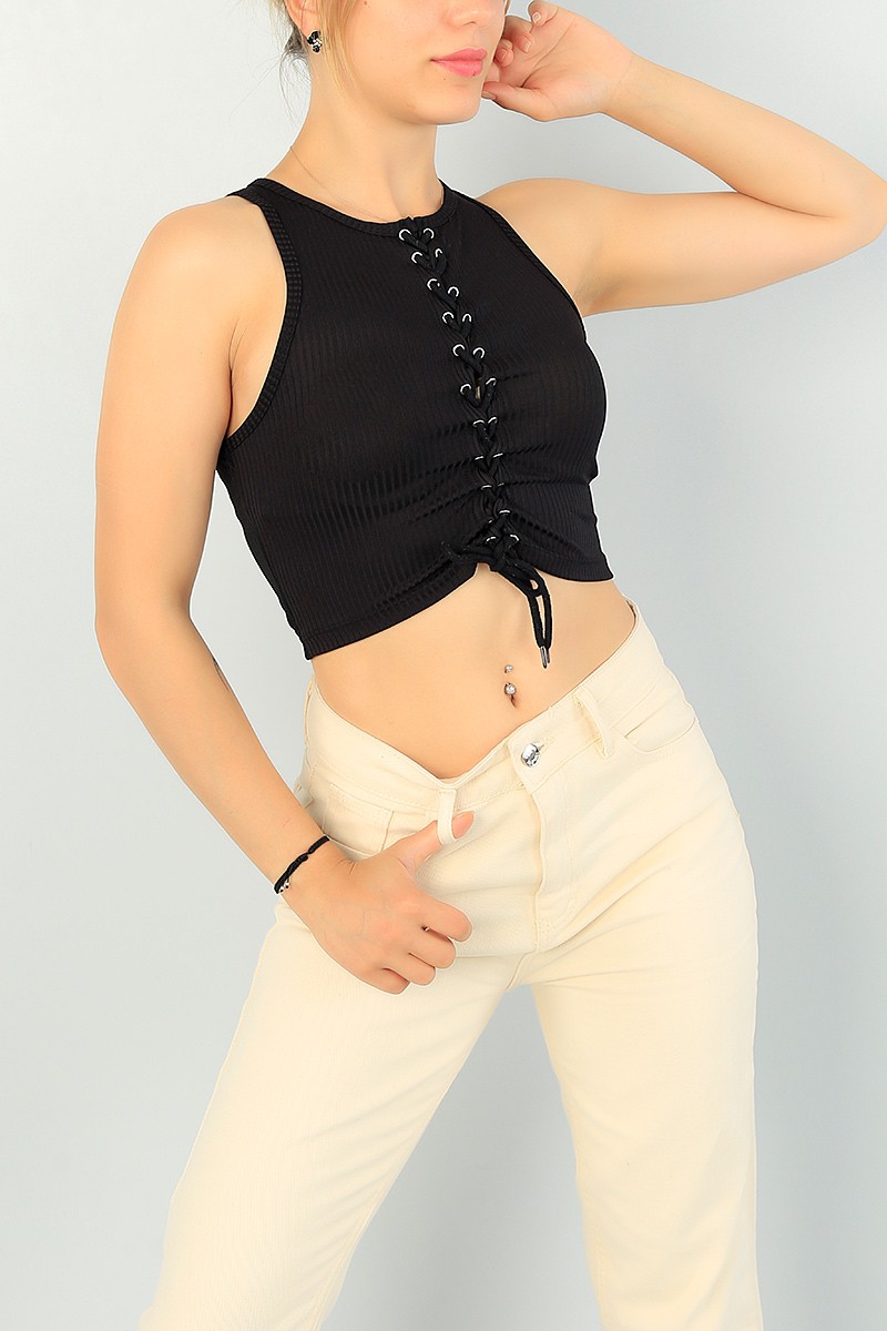 Siyah Bağcık Tasarım Bluz 68369