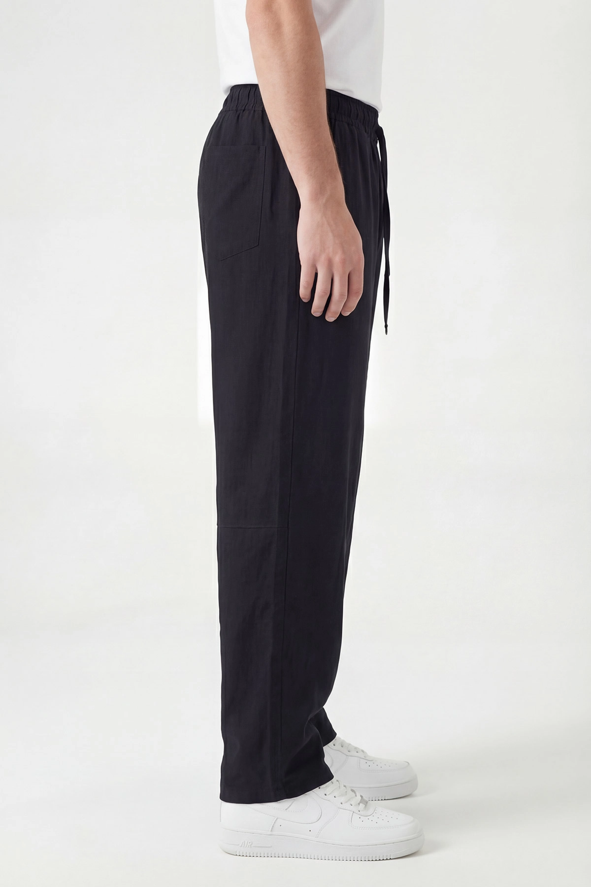 Siyah Baggy Belden Bağlamalı Erkek Pantolon 447028