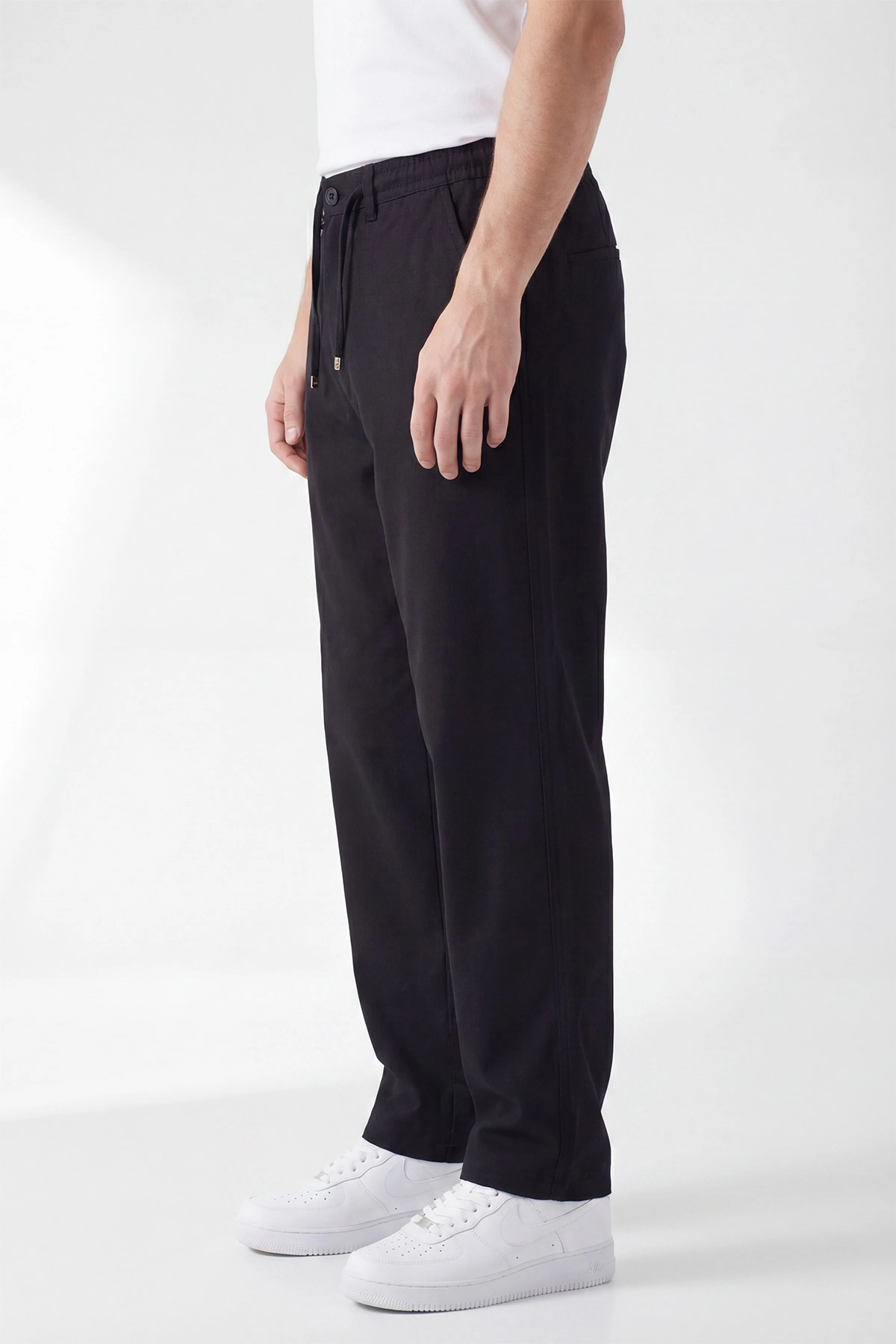 Siyah Baggy Belden Bağlamalı Erkek Pantolon 453151