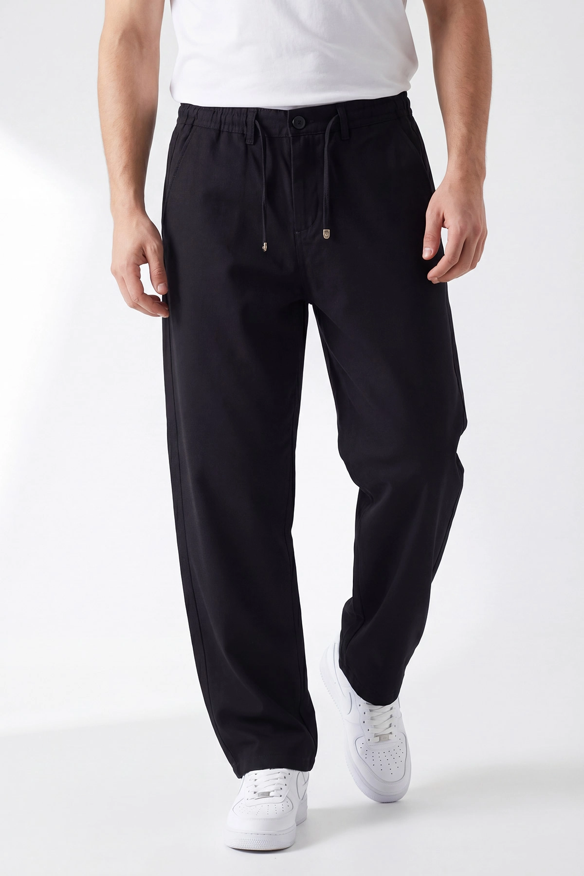Siyah Baggy Belden Bağlamalı Erkek Pantolon 453151