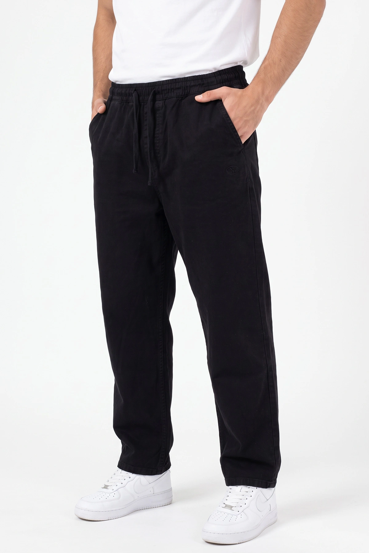 Siyah Baggy Belden Bağlamalı Erkek Pantolon 491806