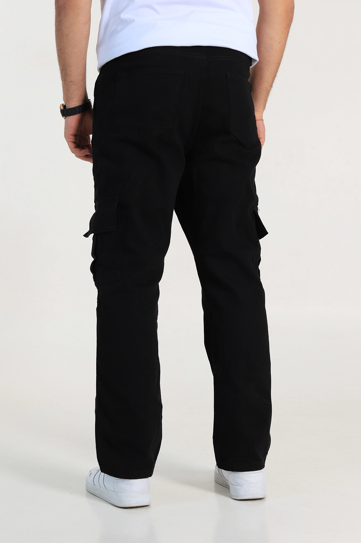Siyah Baggy Gabardin Kargo Cepli Erkek Pantolon 272686