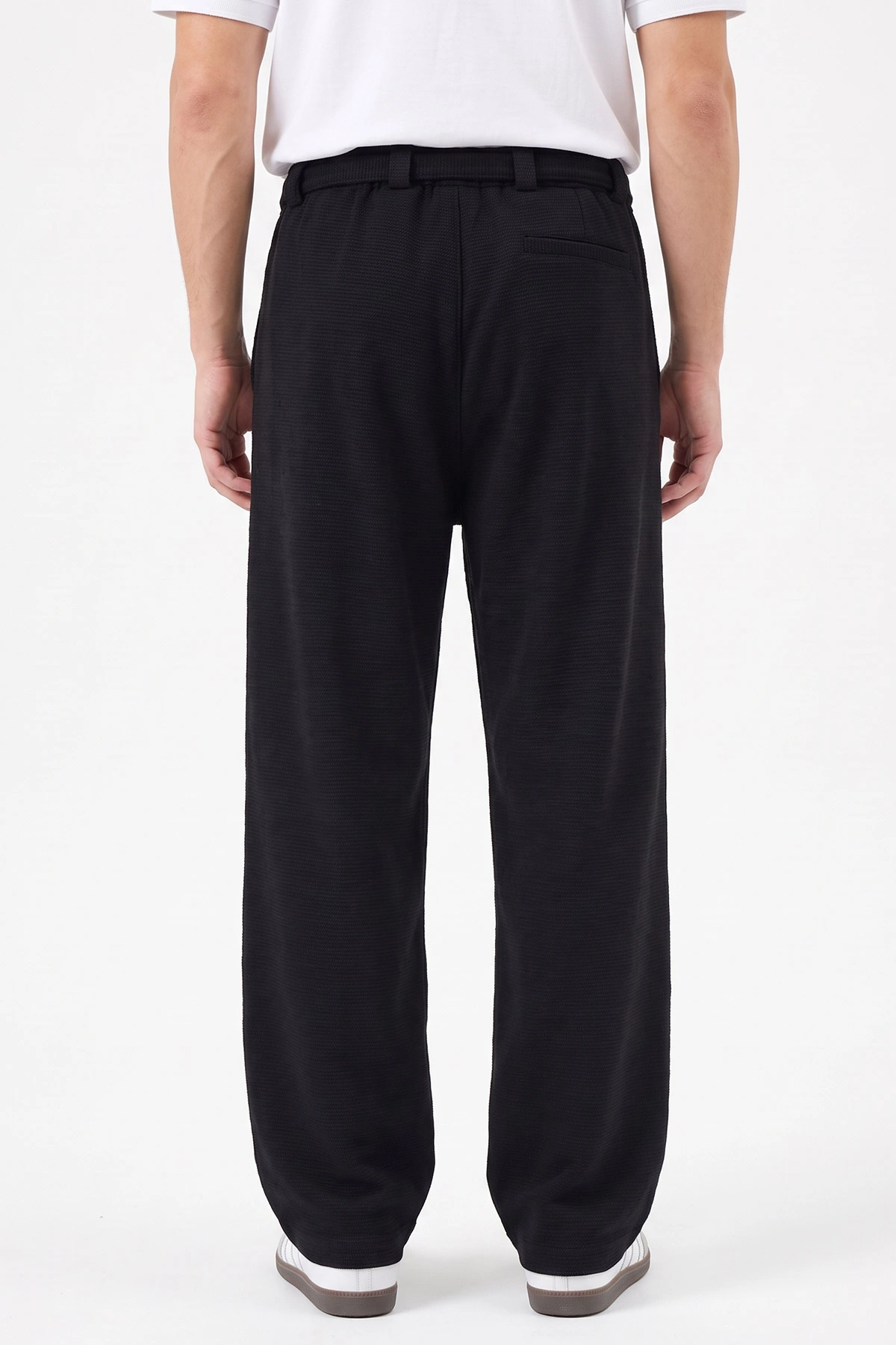 Siyah Baggy Örme Kumaş Yeni Sezon Erkek Pantolon 493273