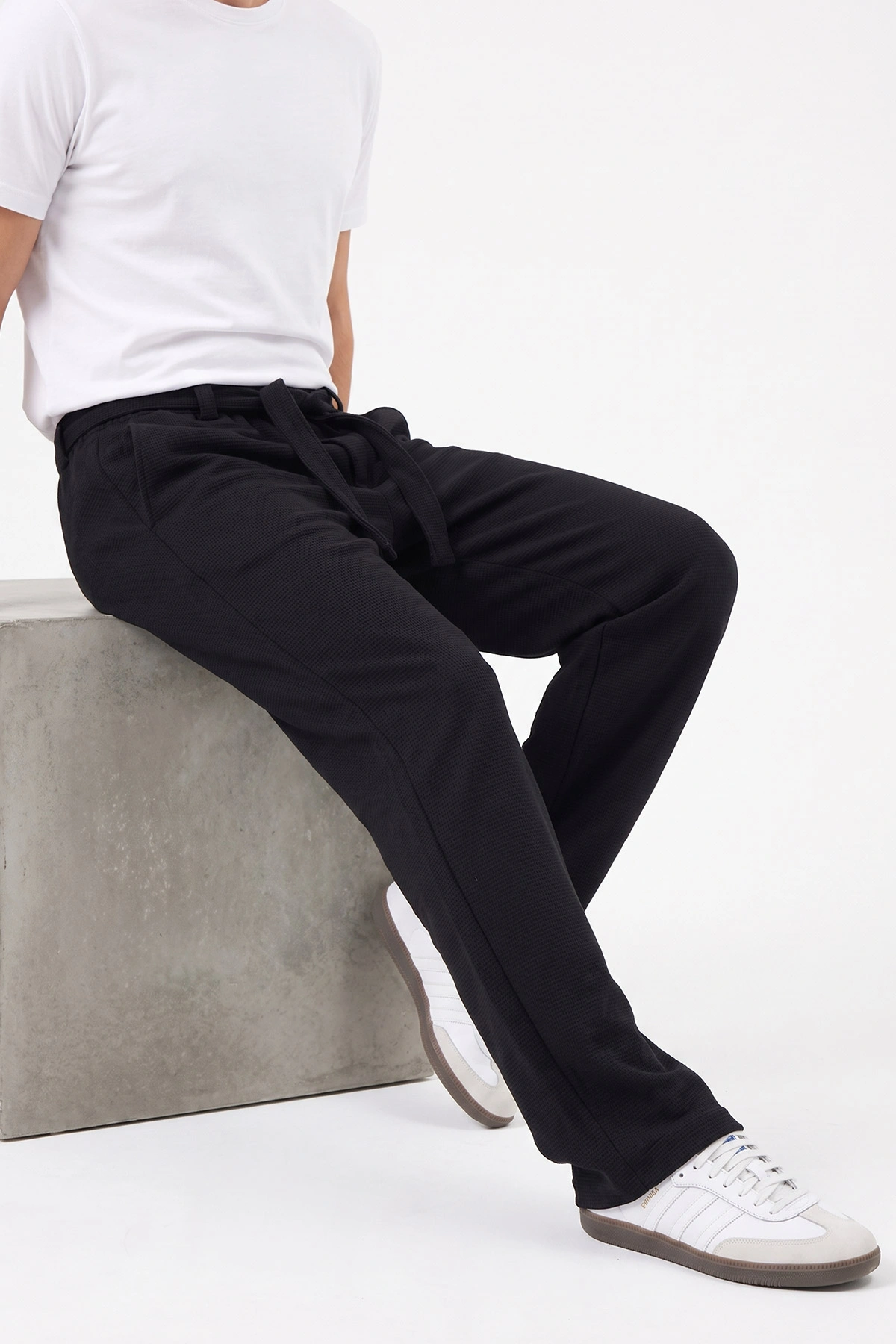 Siyah Baggy Örme Kumaş Yeni Sezon Erkek Pantolon 493273