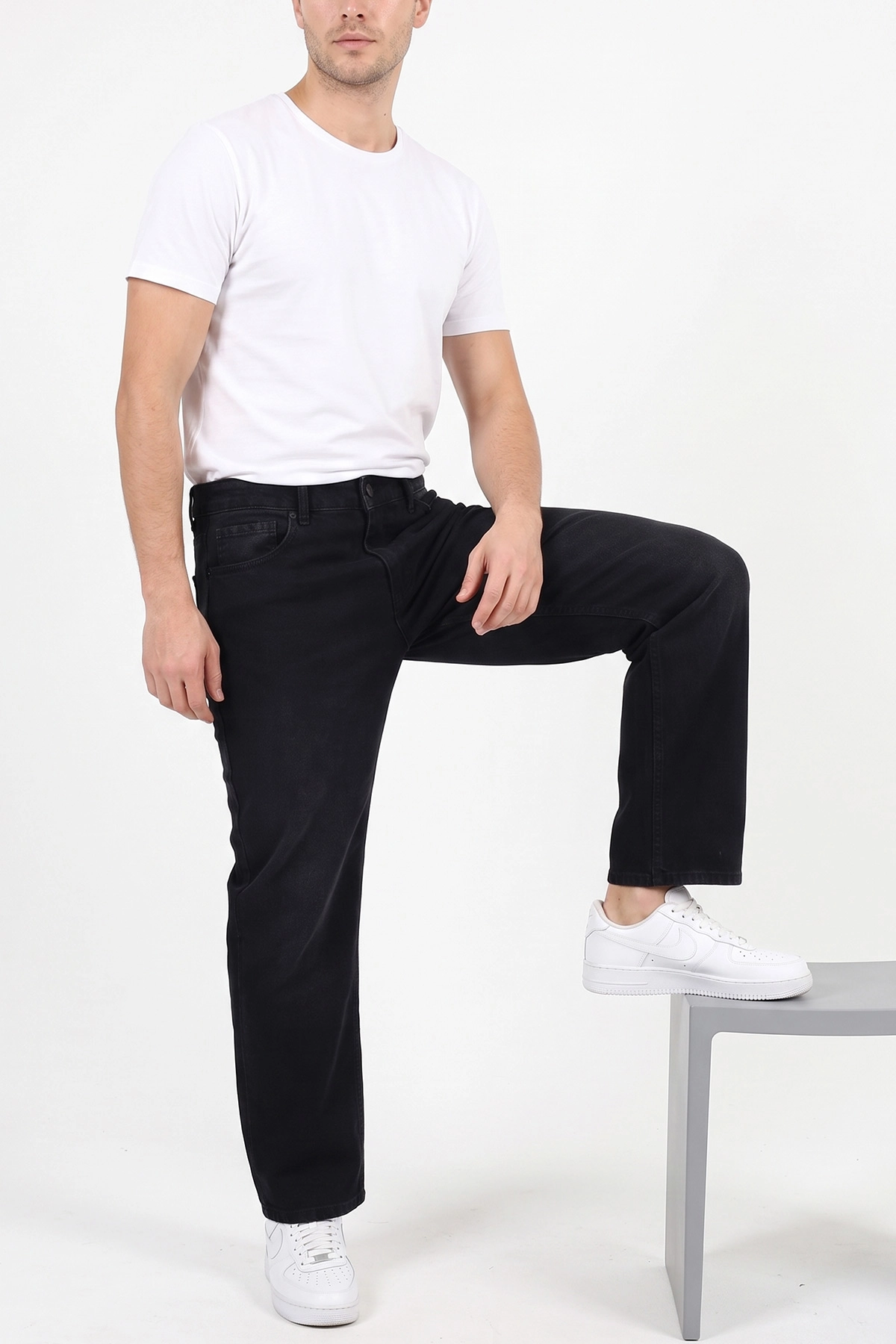 Siyah Baggy Yeni Sezon Cep Detay Likralı Erkek Kot Pantolon 497248