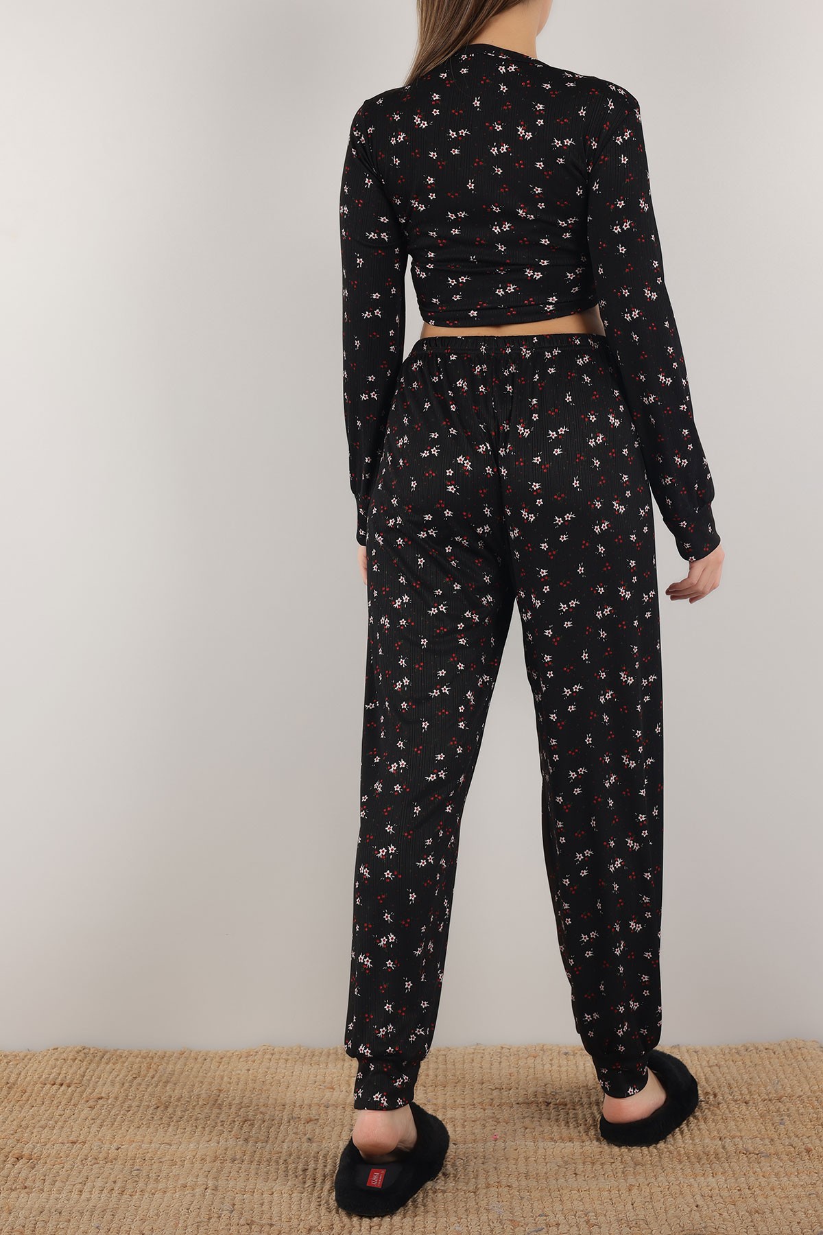 Siyah Bağlamalı Bayan Pijama Takımı 153904