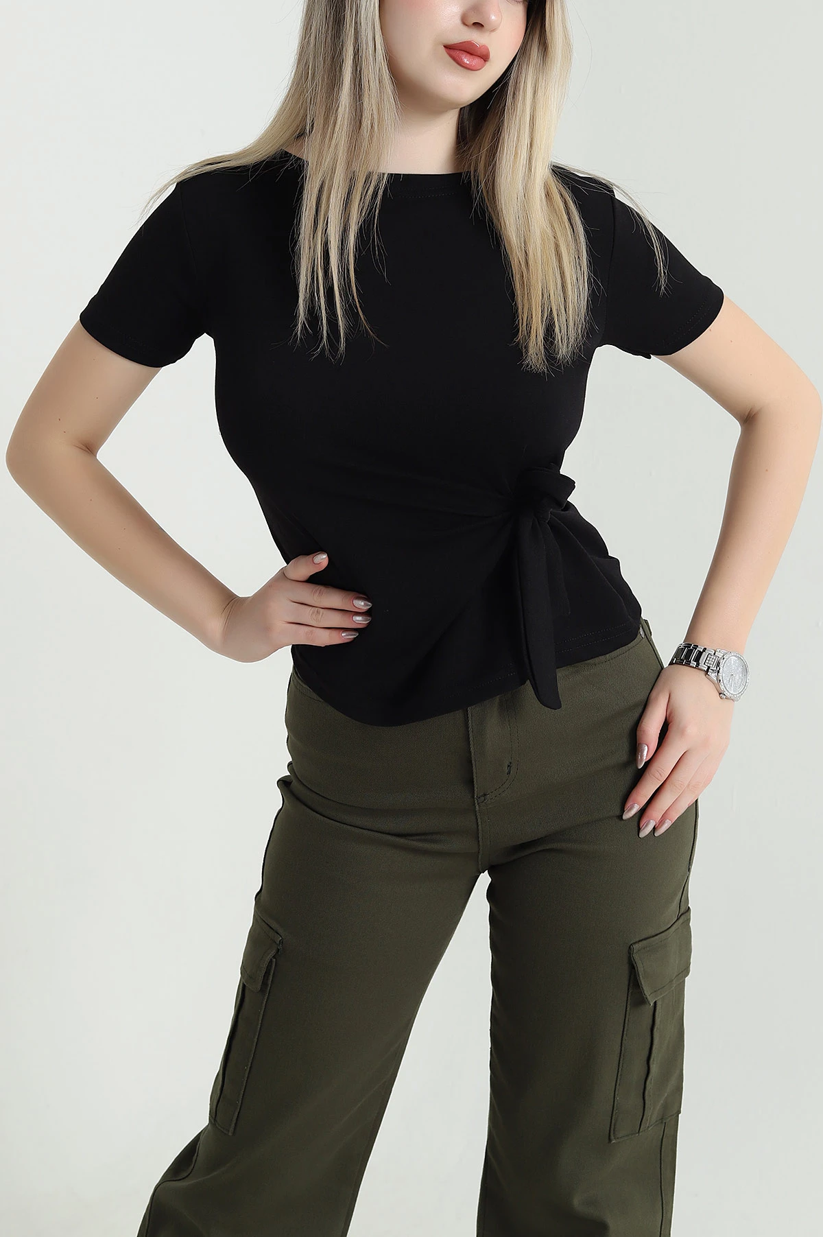 Siyah Bağlamalı Modal Kadın Bluz 469775