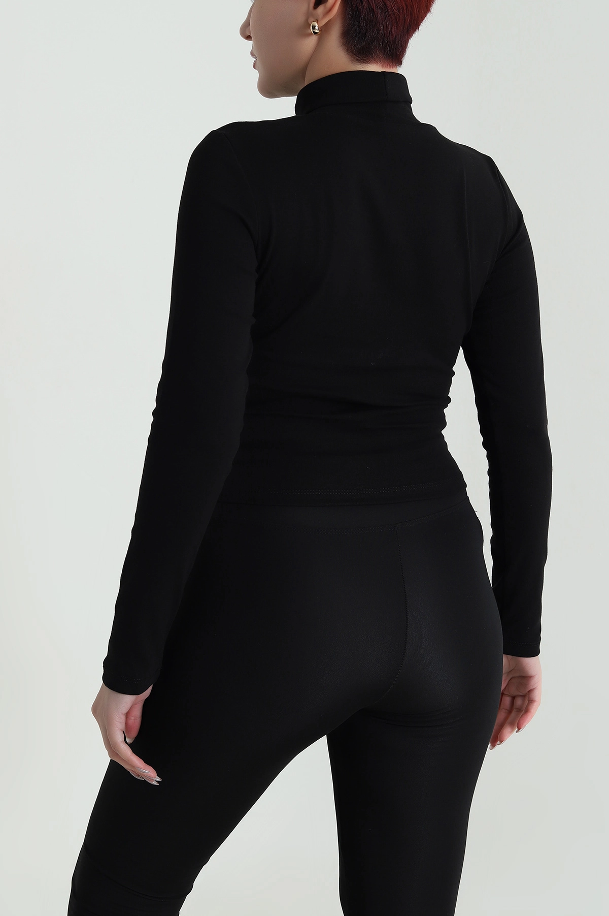 Siyah Balıkçı Yaka Kadın Body Bluz 483143