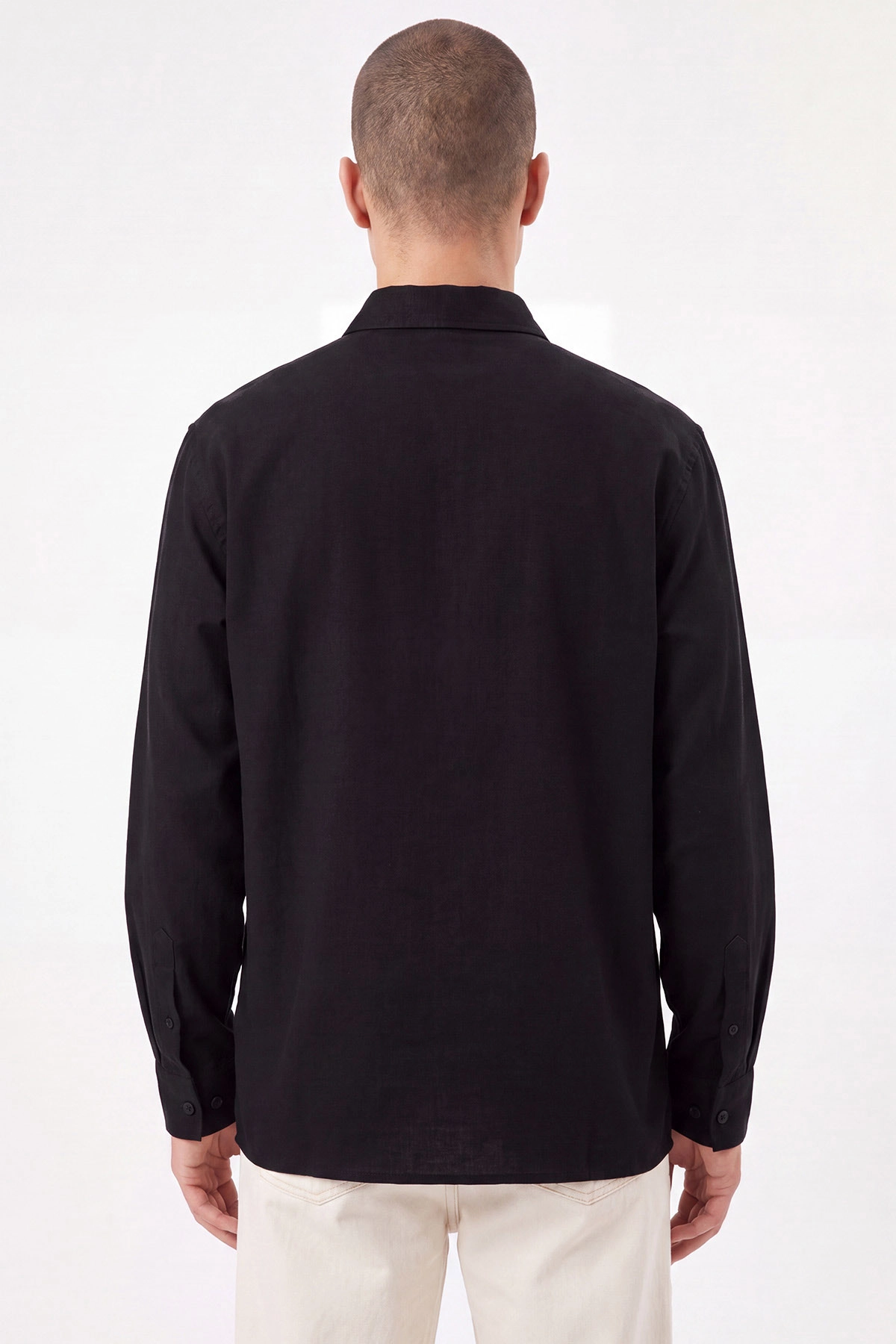 Siyah Bambu Oversize Erkek Gömlek 471882