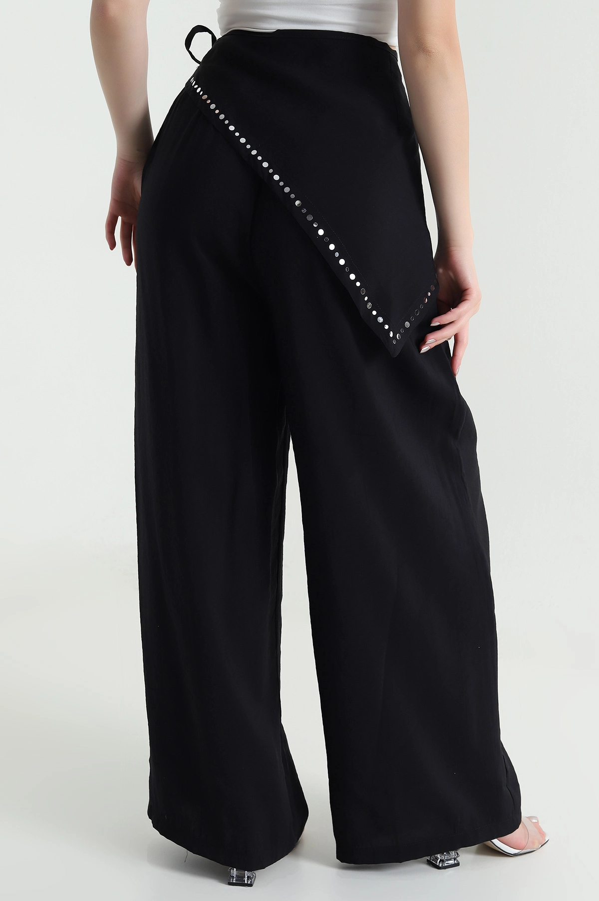 Siyah Bandana Detay Modal Kadın Pantolon 462611