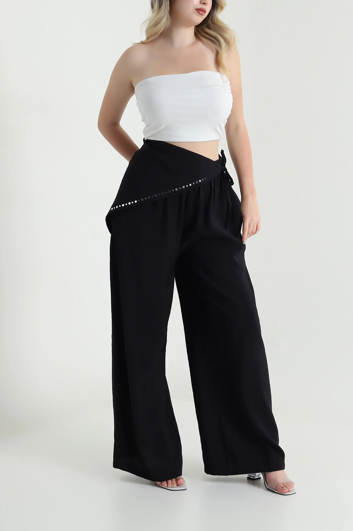 Siyah Bandana Detay Modal Kadın Pantolon 462611