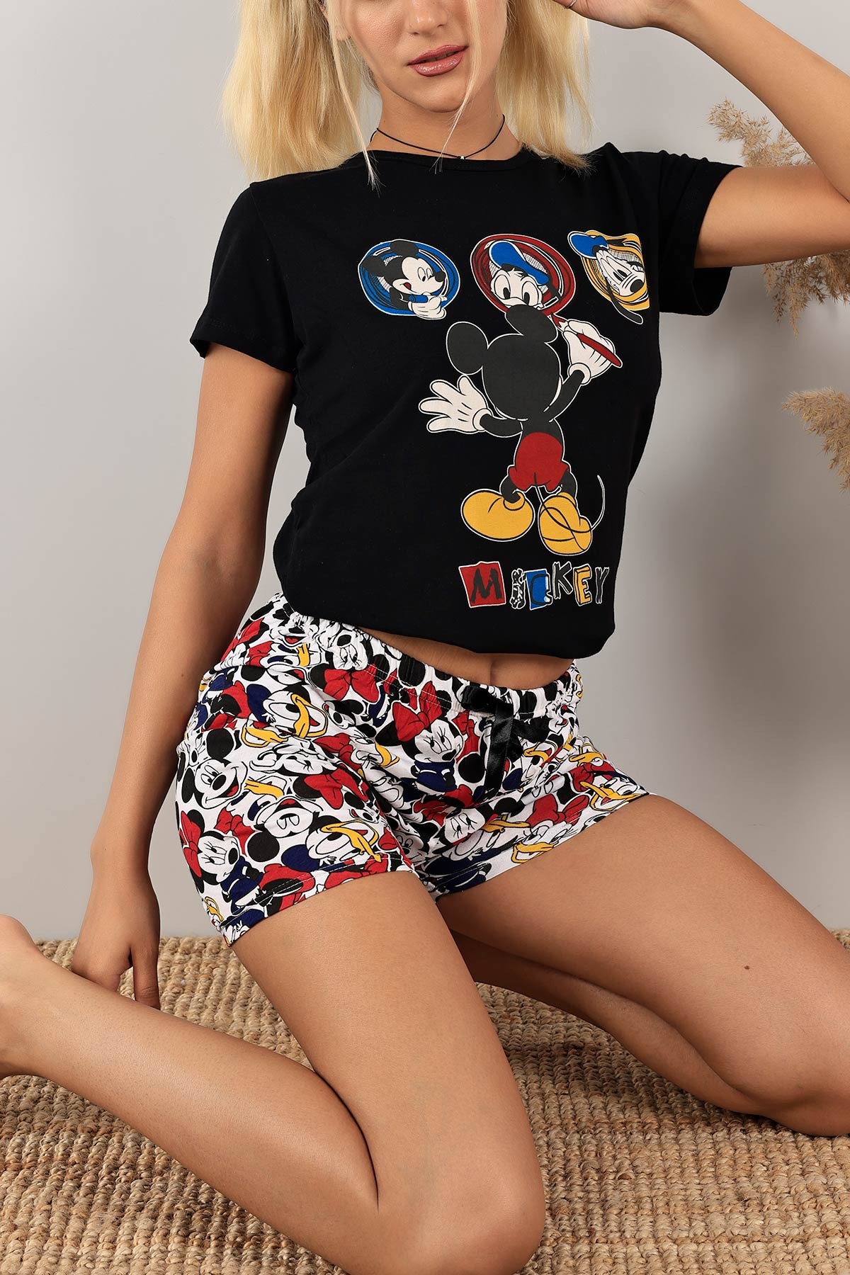 Siyah Baskılı Bayan Pijama Takımı 125325