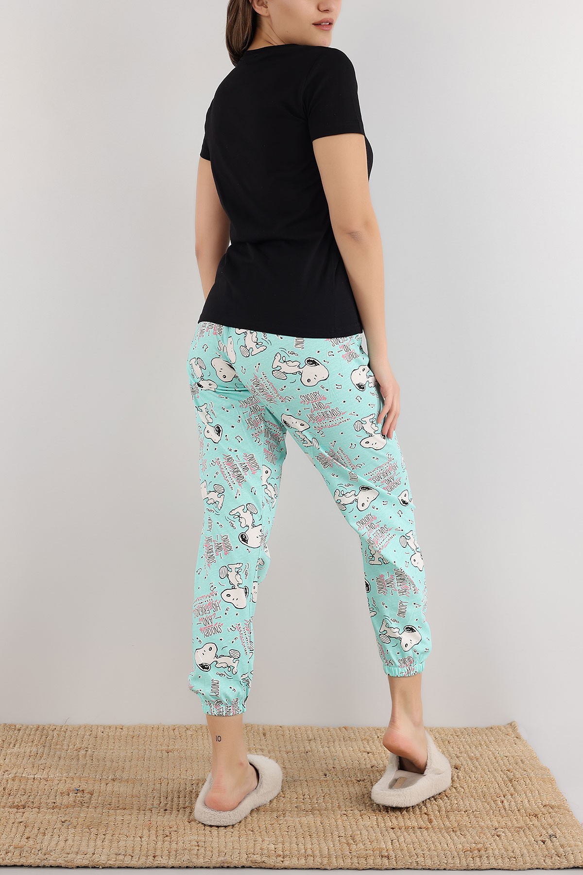 Siyah Baskılı Bayan Pijama Takımı 165760