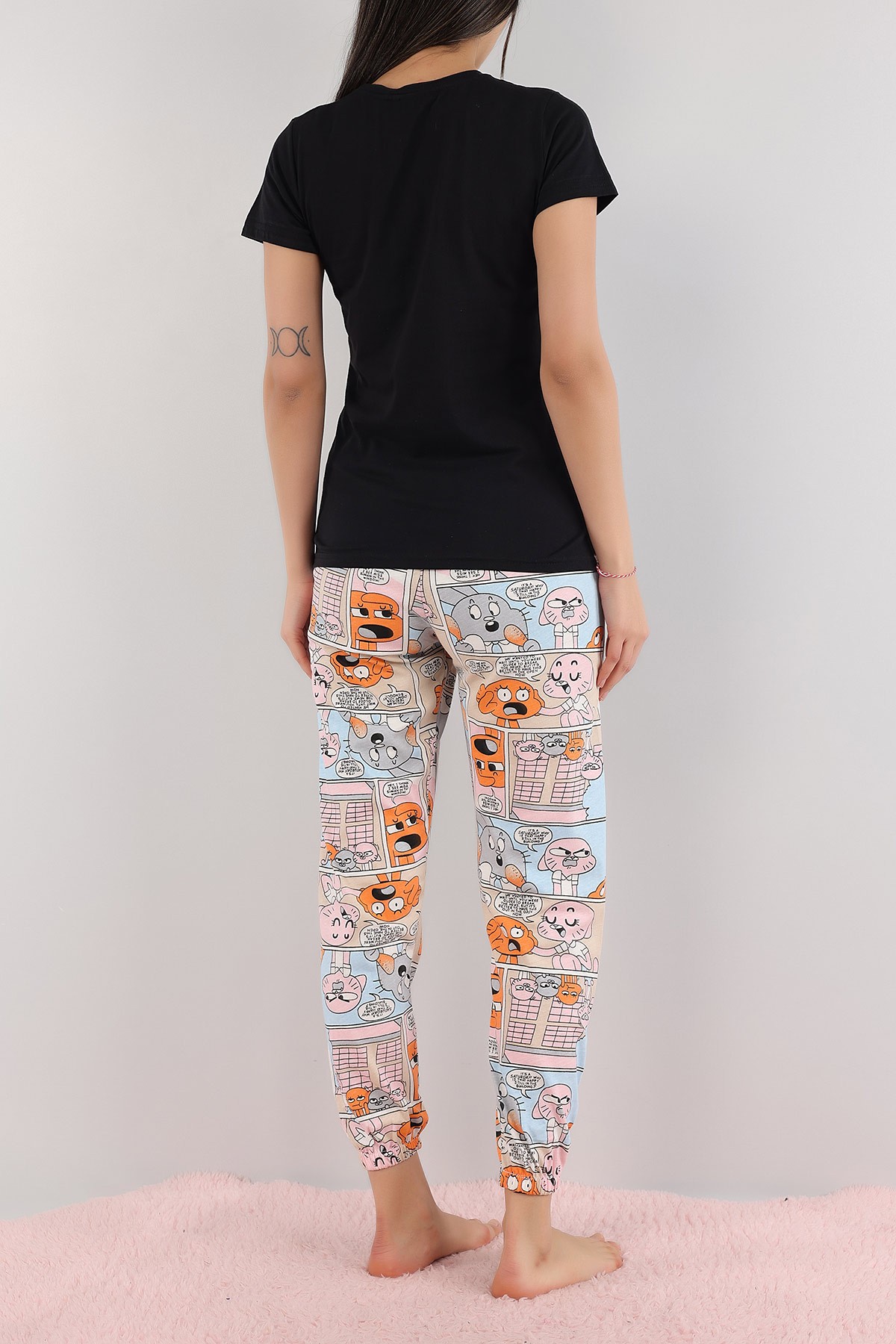 Siyah Baskılı Bayan Pijama Takımı 165781