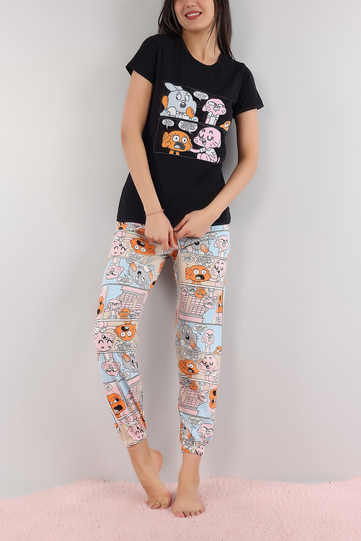 Siyah Baskılı Bayan Pijama Takımı 165781