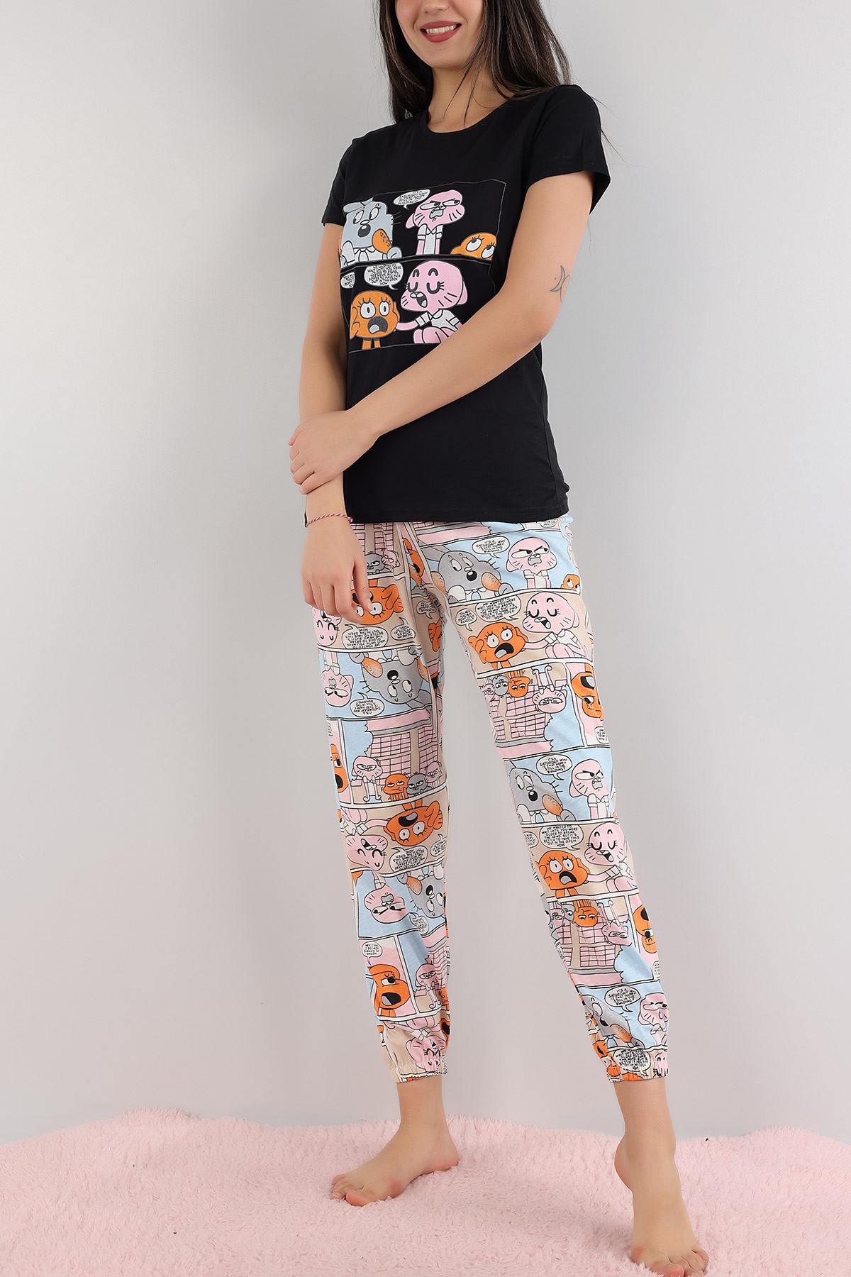 Siyah Baskılı Bayan Pijama Takımı 165781