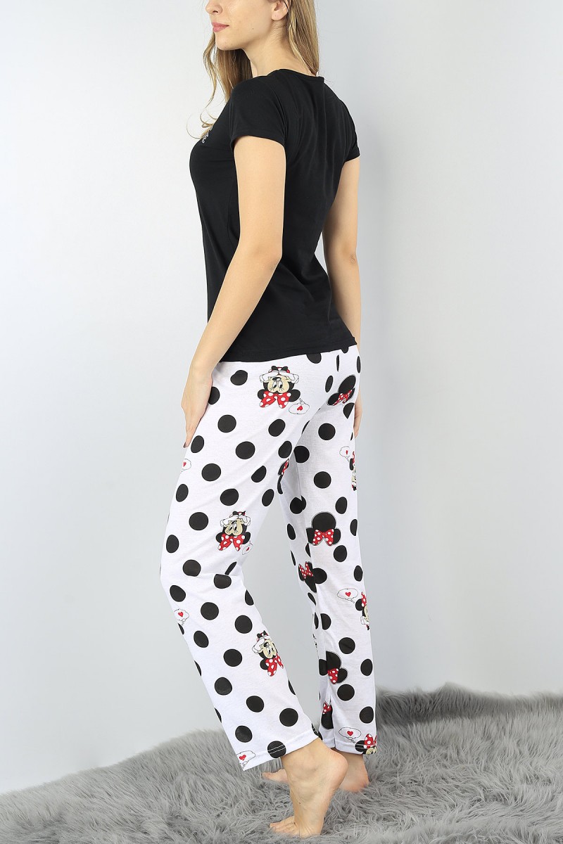 Siyah Baskılı Bayan Pijama Takımı 52266