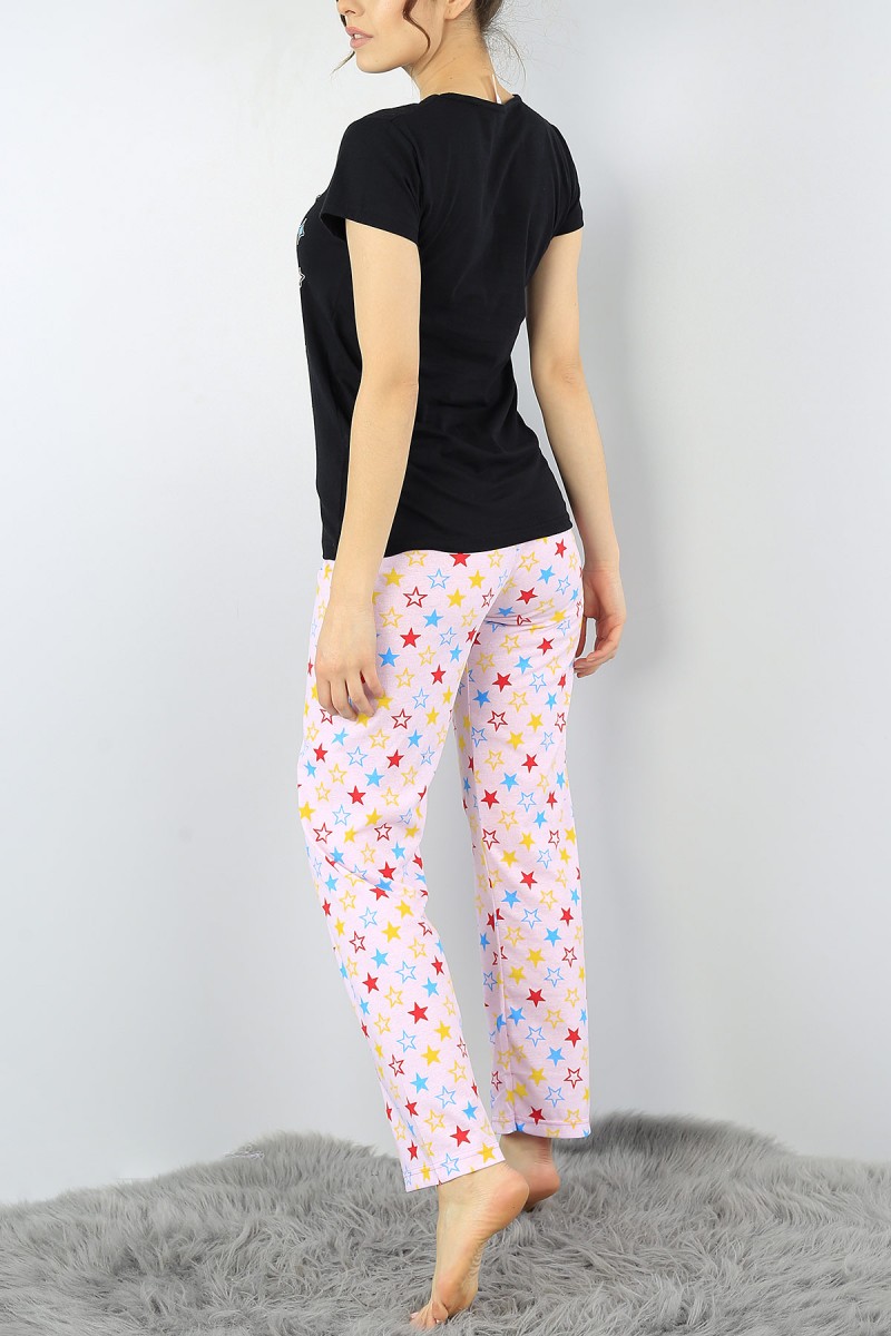 Siyah Baskılı Bayan Pijama Takımı 52273