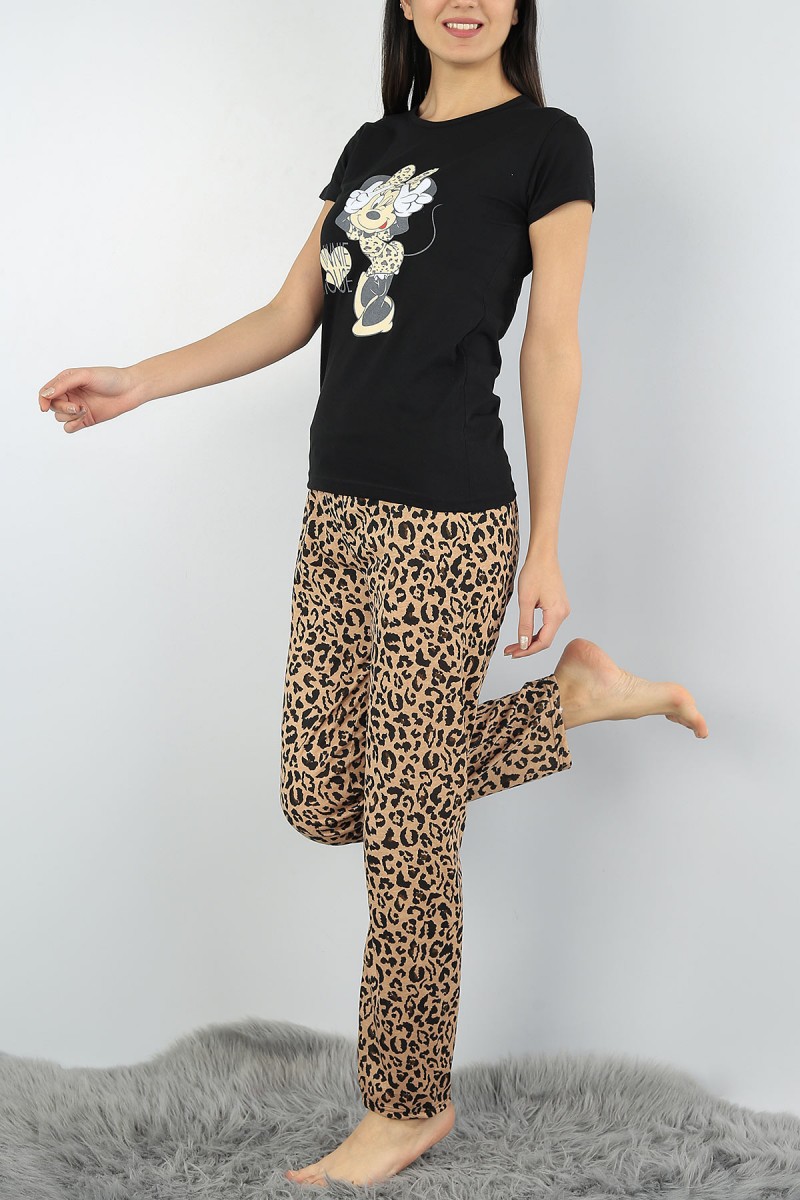 Siyah Baskılı Bayan Pijama Takımı 54414