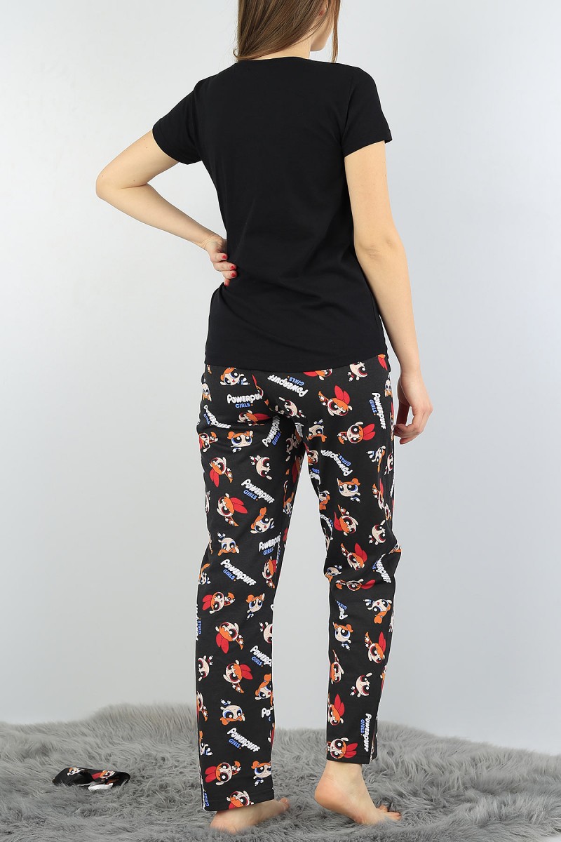 Siyah Baskılı Bayan Pijama Takımı 56822