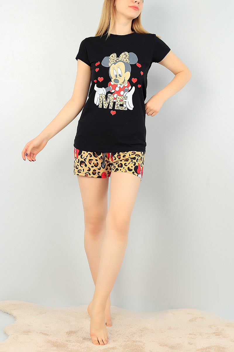 Siyah Baskılı Bayan Pijama Takımı 67022