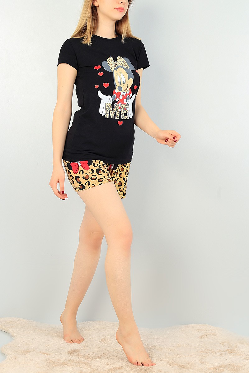 Siyah Baskılı Bayan Pijama Takımı 67022