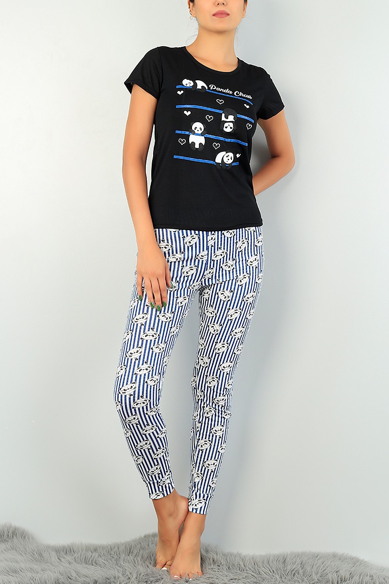 Siyah Baskılı Bayan Pijama Takımı 73547